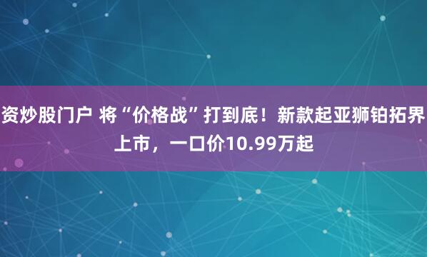 资炒股门户 将“价格战”打到底！新款起亚狮铂拓界上市，一口价10.99万起